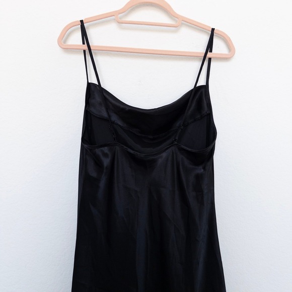 Y2K Bebe Womens Dress Size M Black Satin Slip Midi Minimalist 90s Party Cowl - Picture 6 of 8